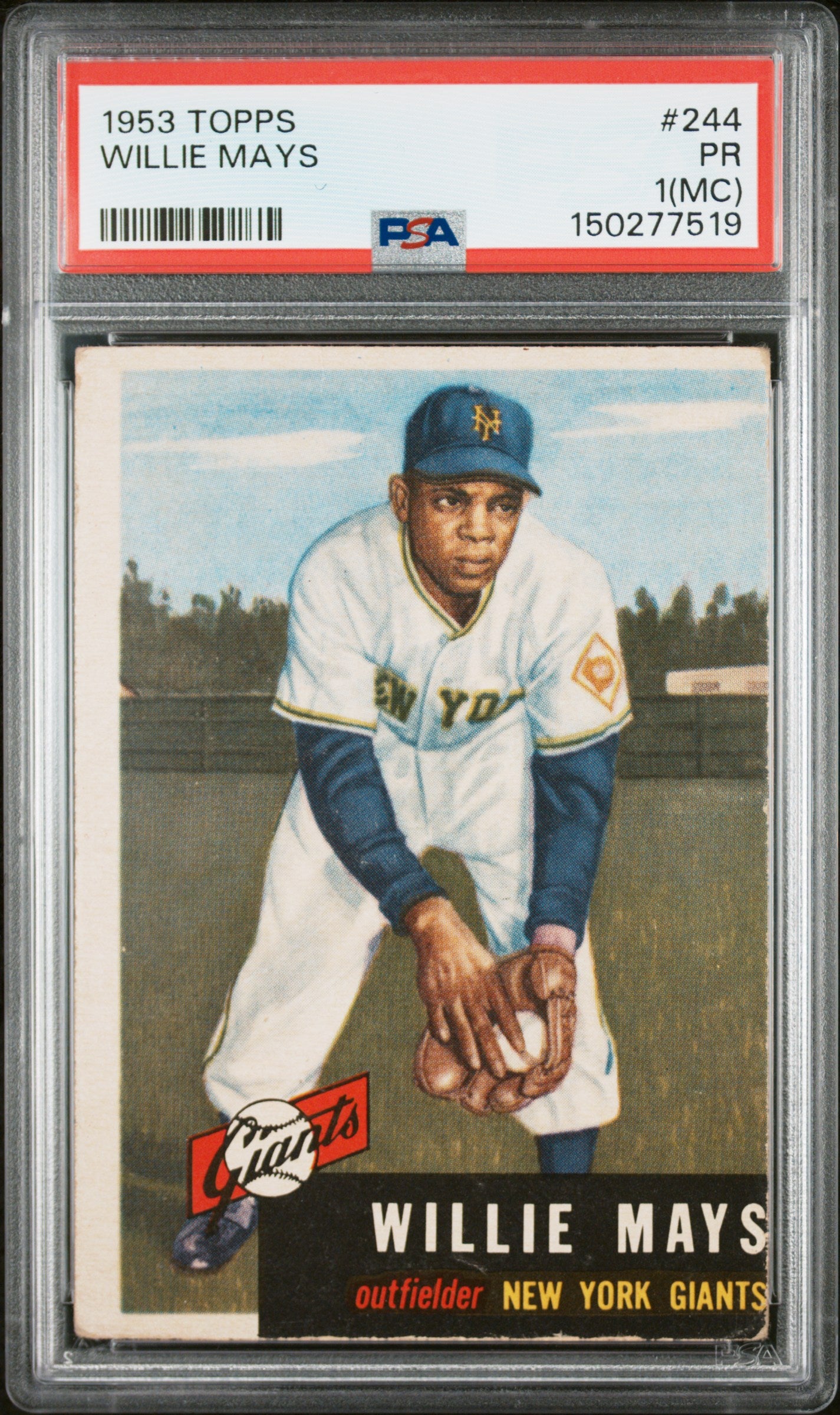 1953 Topps #244 Willie Mays PSA 1 SN 150277519