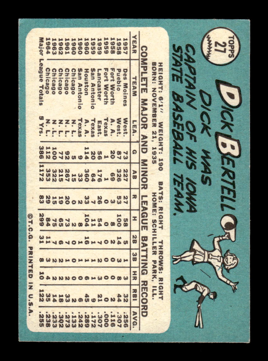 1965 Topps #27 Dick Bertell Chicago Cubs EXMT CS26015327