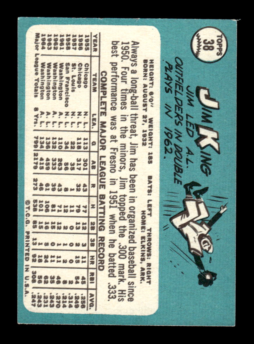 1965 Topps #38 Jim King Washington Senators EXMT CS26015338