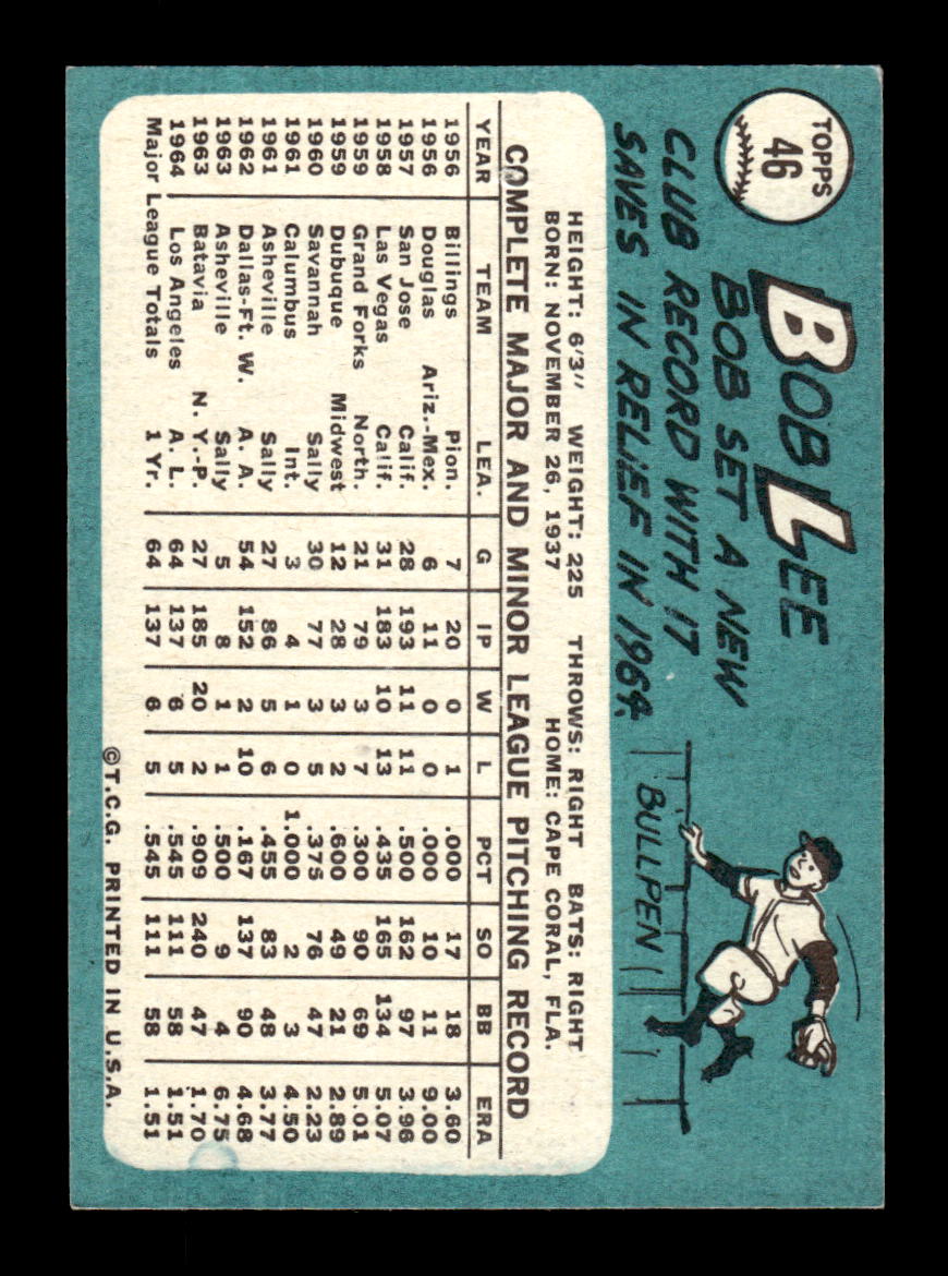 1965 Topps #46 Bob Lee Los Angeles Angels EXMT CS26015346