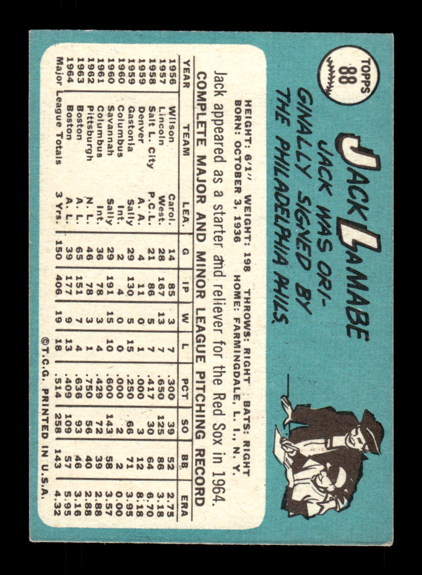 1965 Topps #88 Jack Lamabe Boston Red Sox EXMT CS26015382