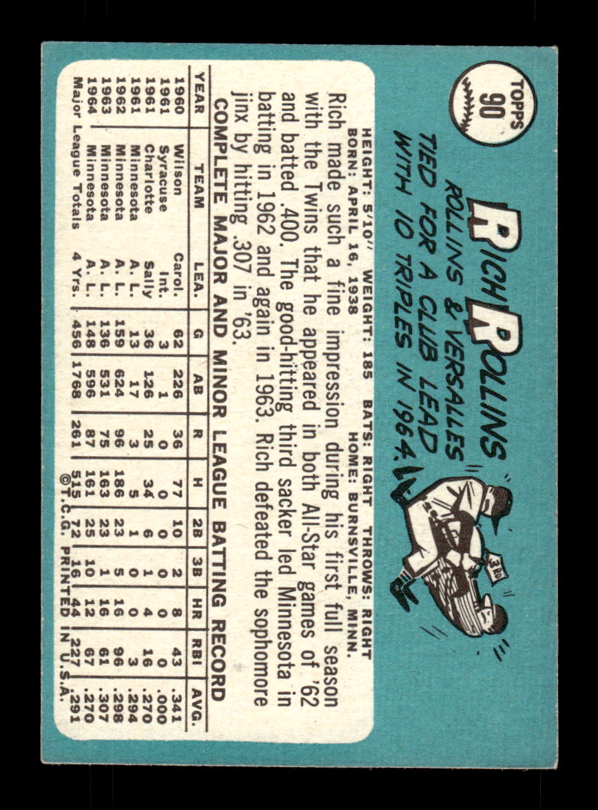 1965 Topps #90 Rich Rollins Minnesota Twins EXMT CS26015384