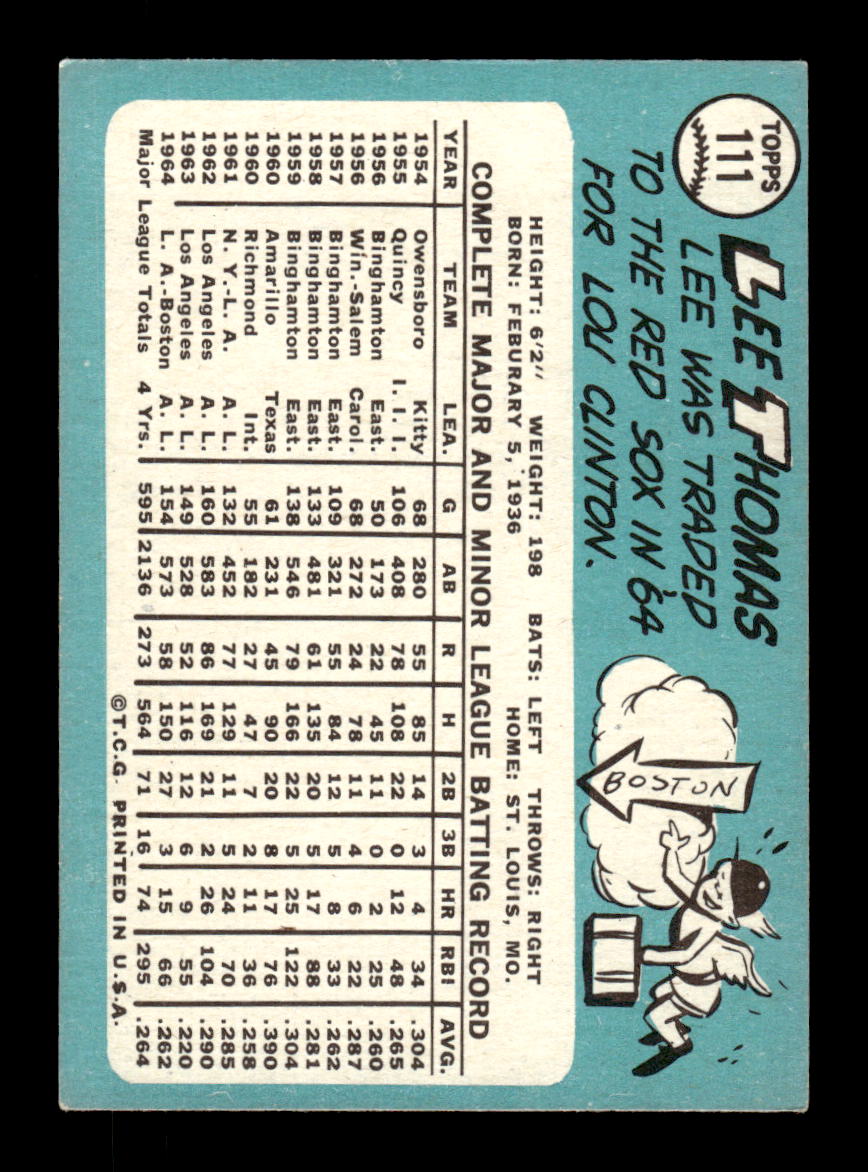 1965 Topps #111 Lee Thomas Boston Red Sox EXMT CS26015402