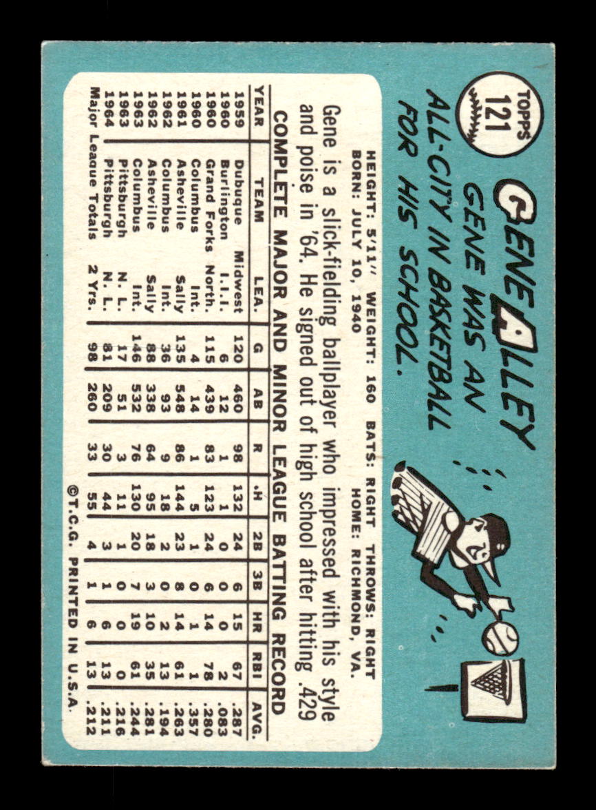 1965 Topps #121 Gene Alley Pittsburgh Pirates EXMT CS26015408