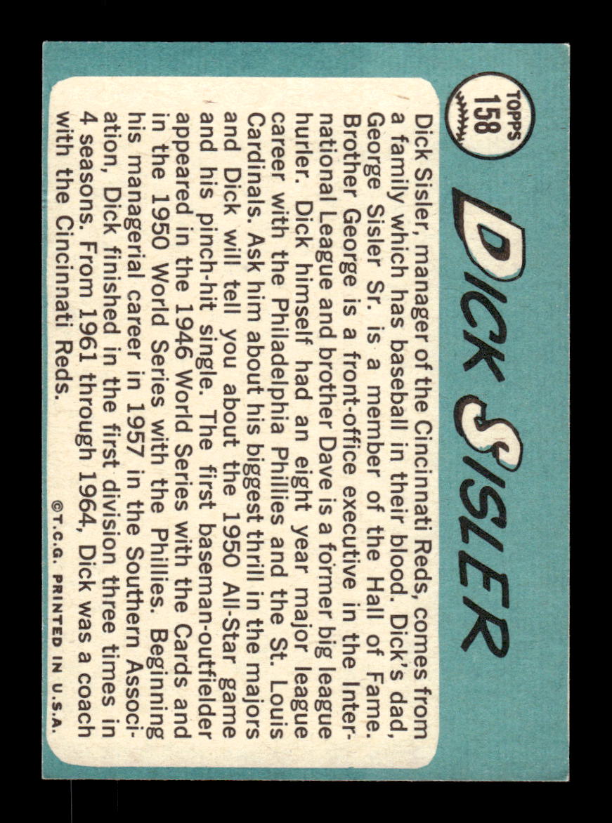 1965 Topps #158 Dick Sisler Cincinnati Reds EXMT CS26015433