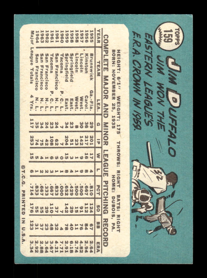 1965 Topps #159 Jim Duffalo San Francisco Giants EXMT CS26015434