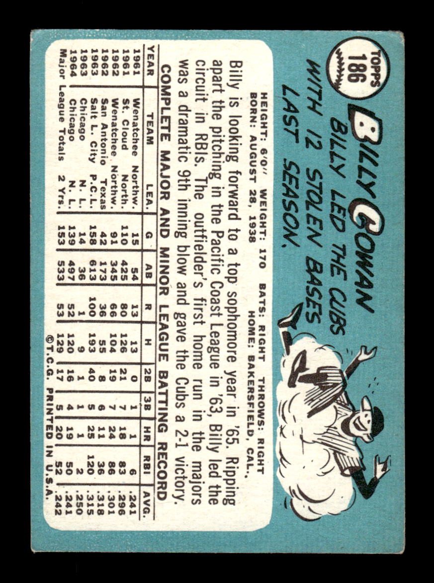 1965 Topps #186 Billy Cowan Chicago Cubs EXMT CS26015457