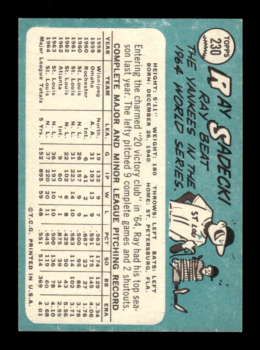 1965 Topps #230 Ray Sadecki St. Louis Cardinals EXMT CS26015492