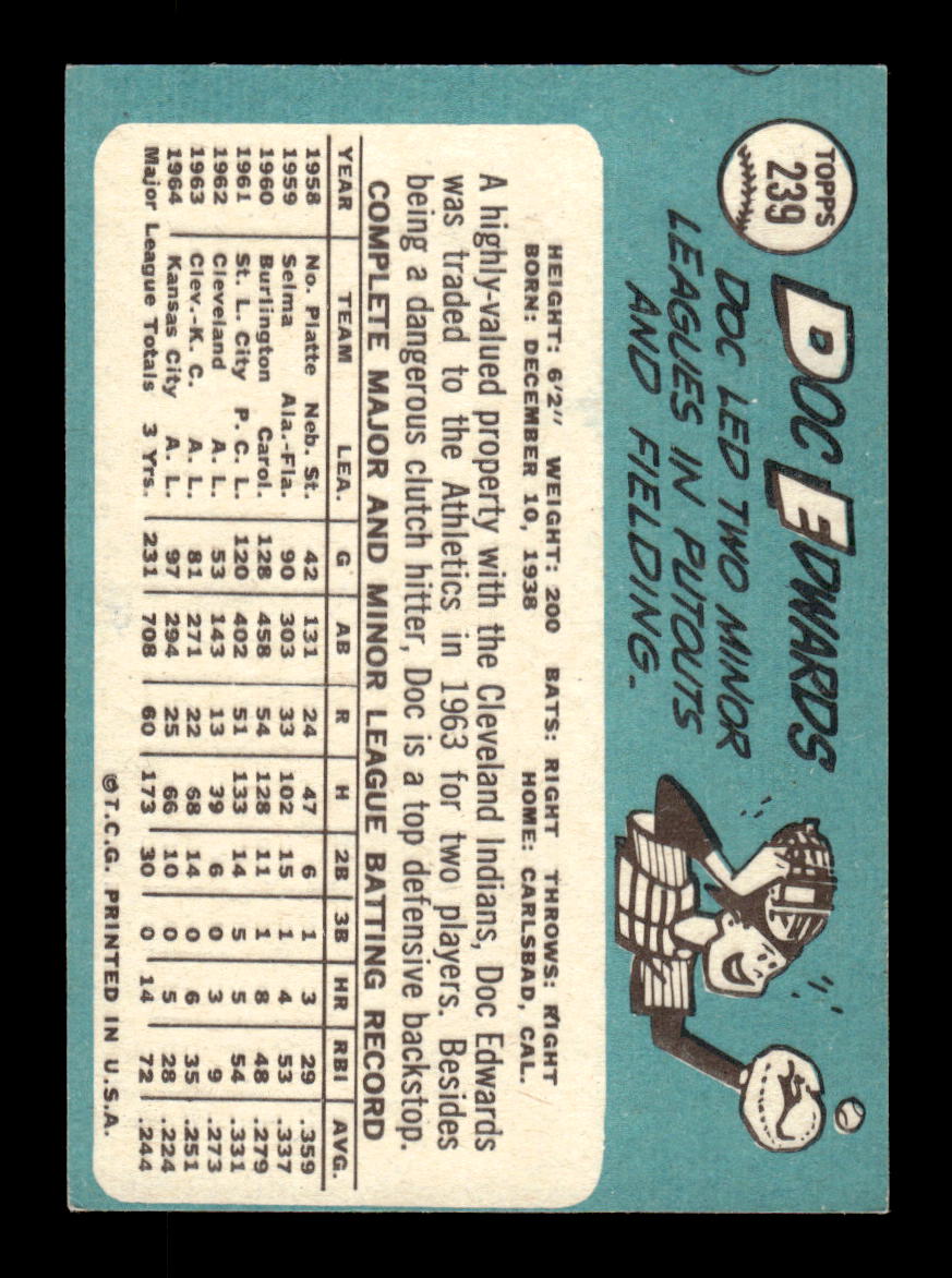 1965 Topps #239 Doc Edwards Kansas City Athletics EXMT CS26015500
