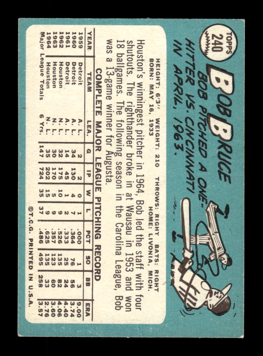 1965 Topps #240 Bob Bruce Houston Astros EXMT CS26015501