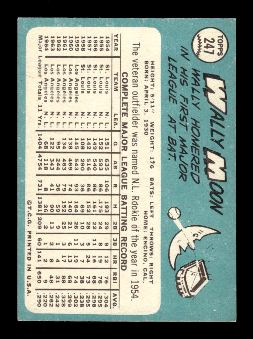 1965 Topps #247 Wally Moon Los Angeles Dodgers EXMT CS26015506