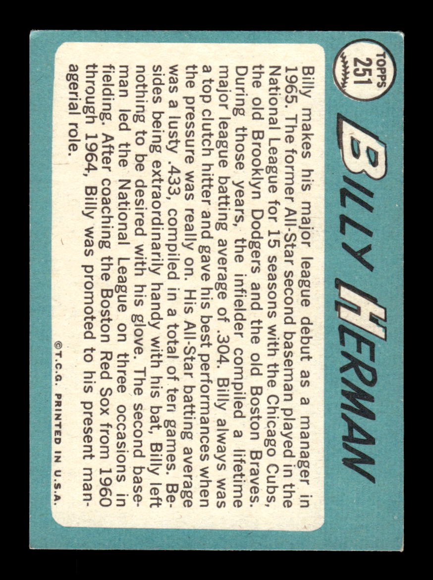 1965 Topps #251 Billy Herman Boston Red Sox EXMT CS26015509