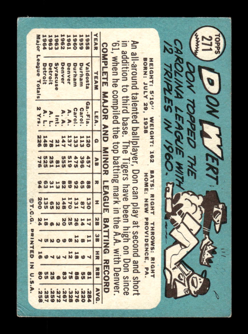 1965 Topps #271 Don Wert Detroit Tigers EXMT CS26015527