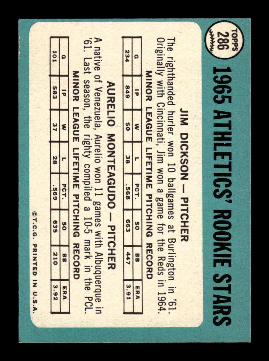 1965 Topps #286 1965 Rookie  Kansas City Athletics EXMT CS26015542