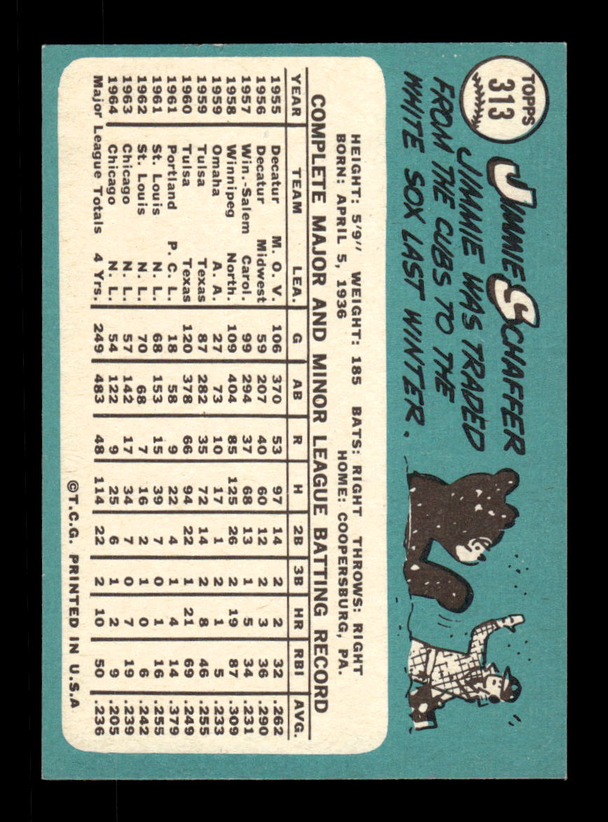 1965 Topps #313 Jimmie Schaffer Chicago White Sox EXMT CS26015568