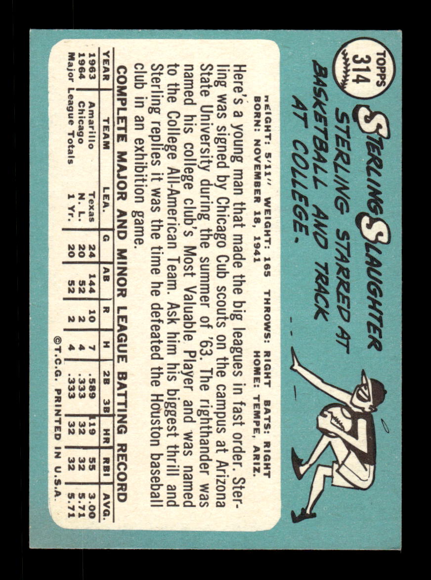 1965 Topps #314 Sterling Slaughter Chicago Cubs EXMT CS26015569