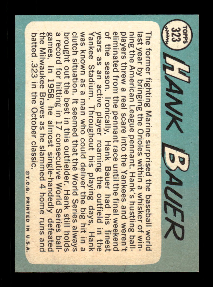 1965 Topps #323 Hank Bauer Baltimore Orioles EXMT CS26015577