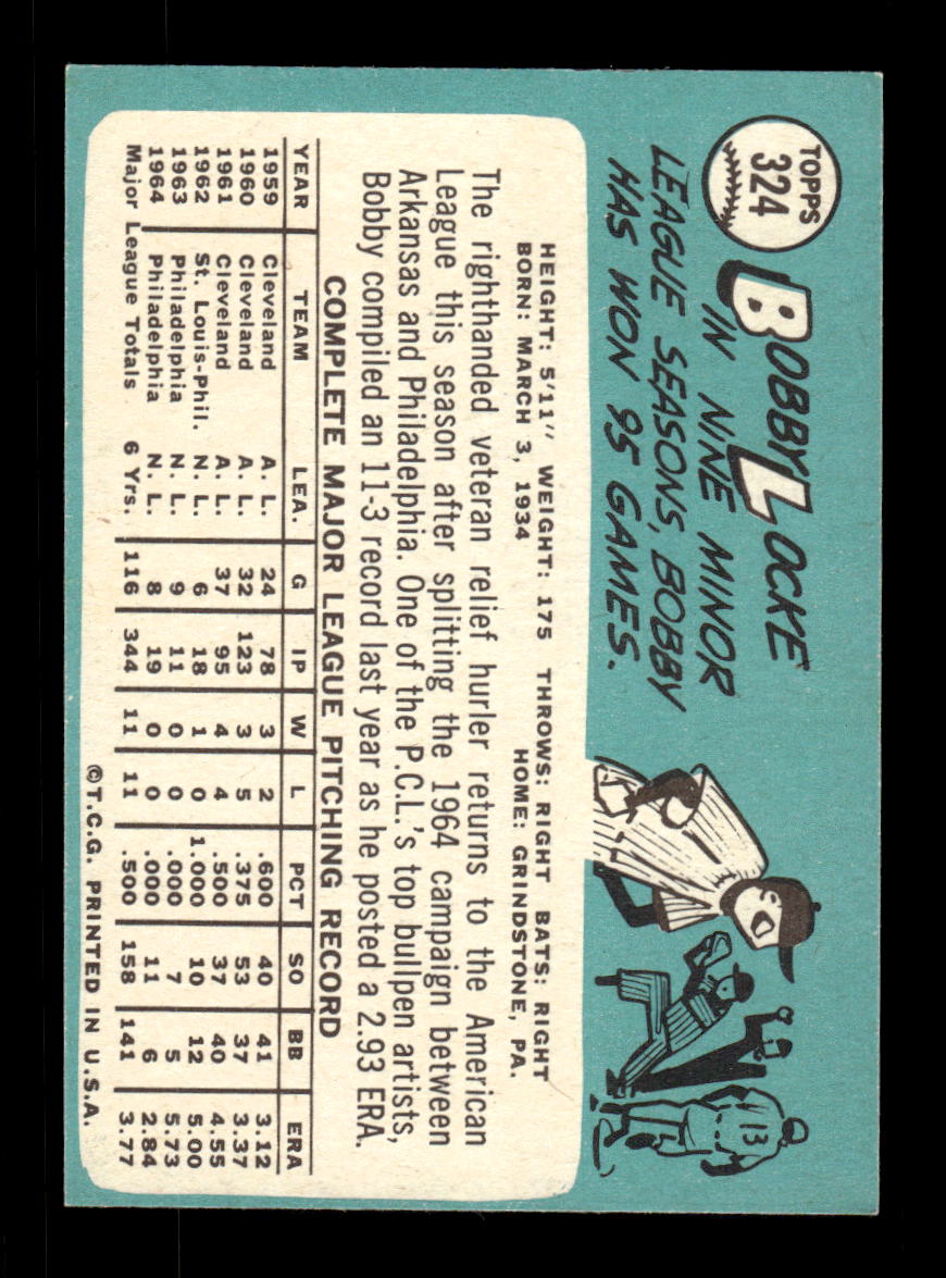 1965 Topps #324 Bobby Locke Los Angeles Angels EXMT CS26015578