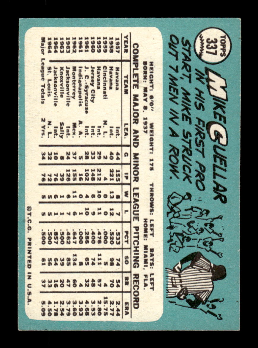 1965 Topps #337 Mike Cuellar St. Louis Cardinals EXMT CS26015589
