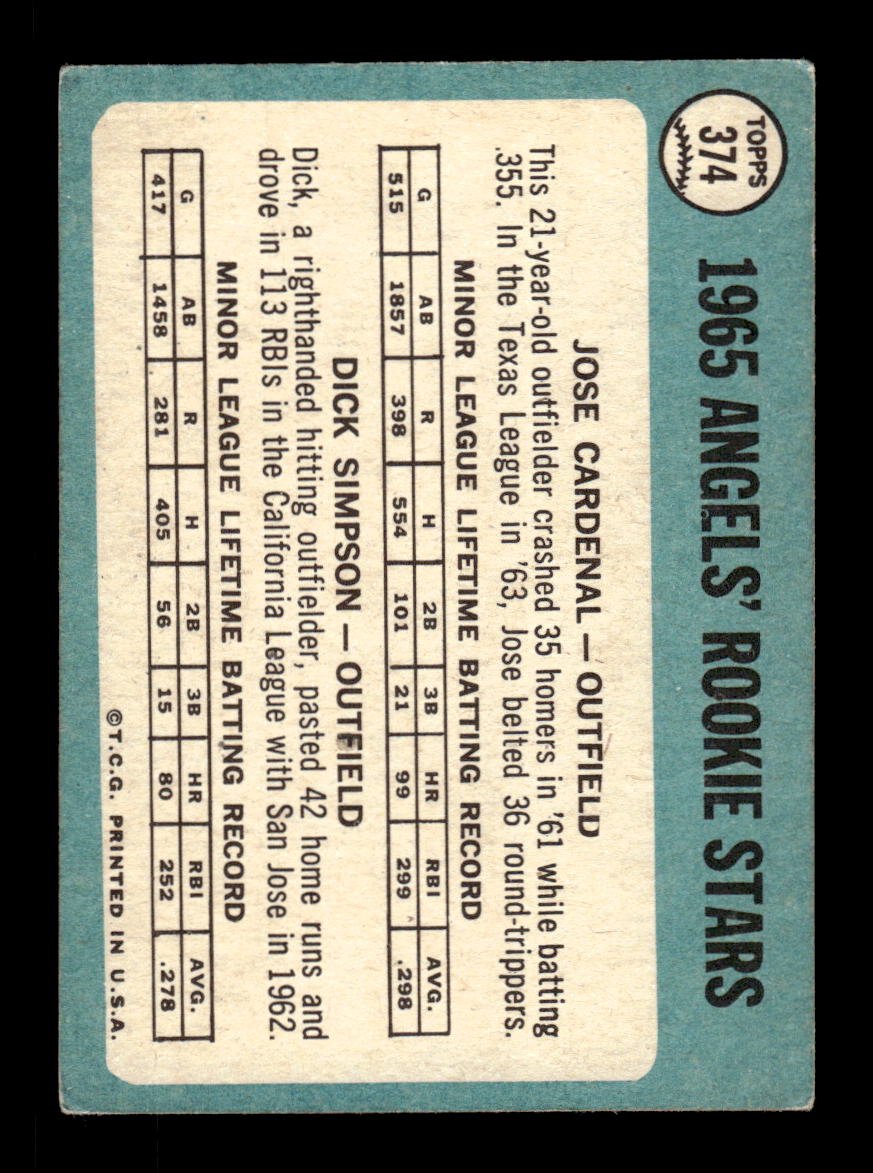1965 Topps #374 Angels 1965 Rookie Stars VGEX CS26015620