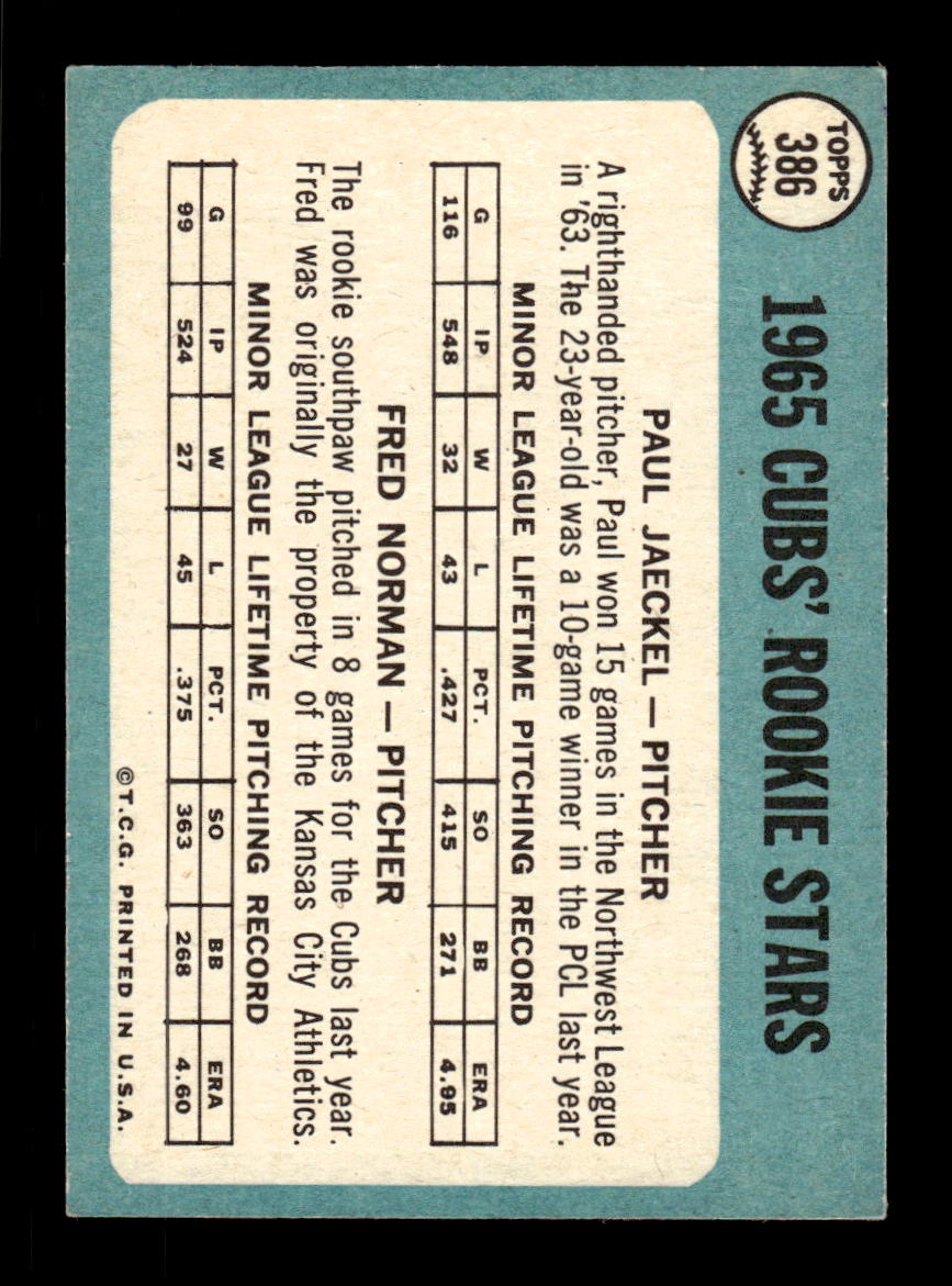 1965 Topps #386 Cubs 1965 Rookie Stars VGEX CS26015631