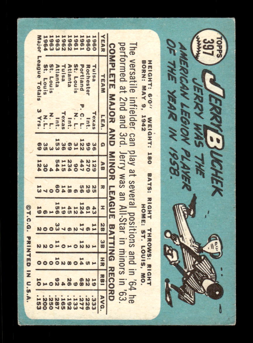 1965 Topps #397 Jerry Buchek St. Louis Cardinals VGEX CS26015640