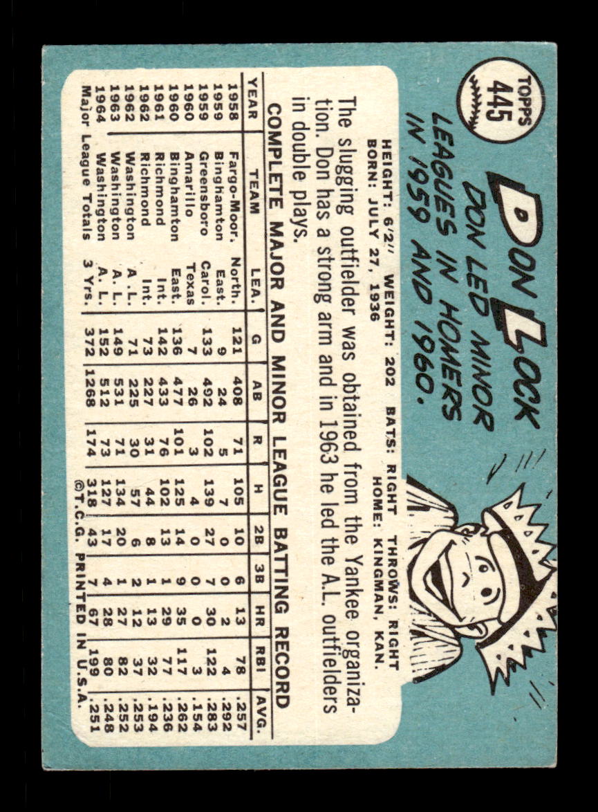 1965 Topps #445 Don Lock Washington Senators EXMT CS26015683
