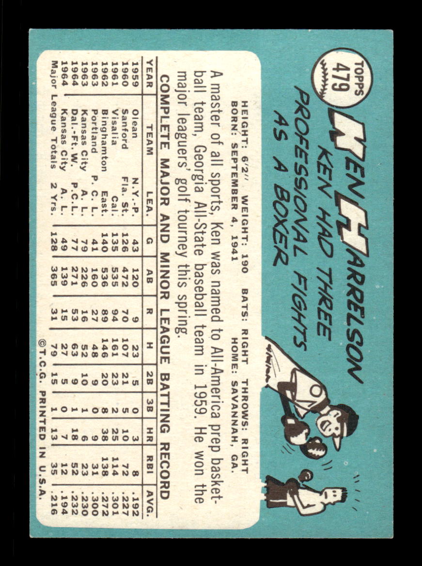 1965 Topps #479 Ken Harrelson Kansas City Athletics EXMT CS26015713
