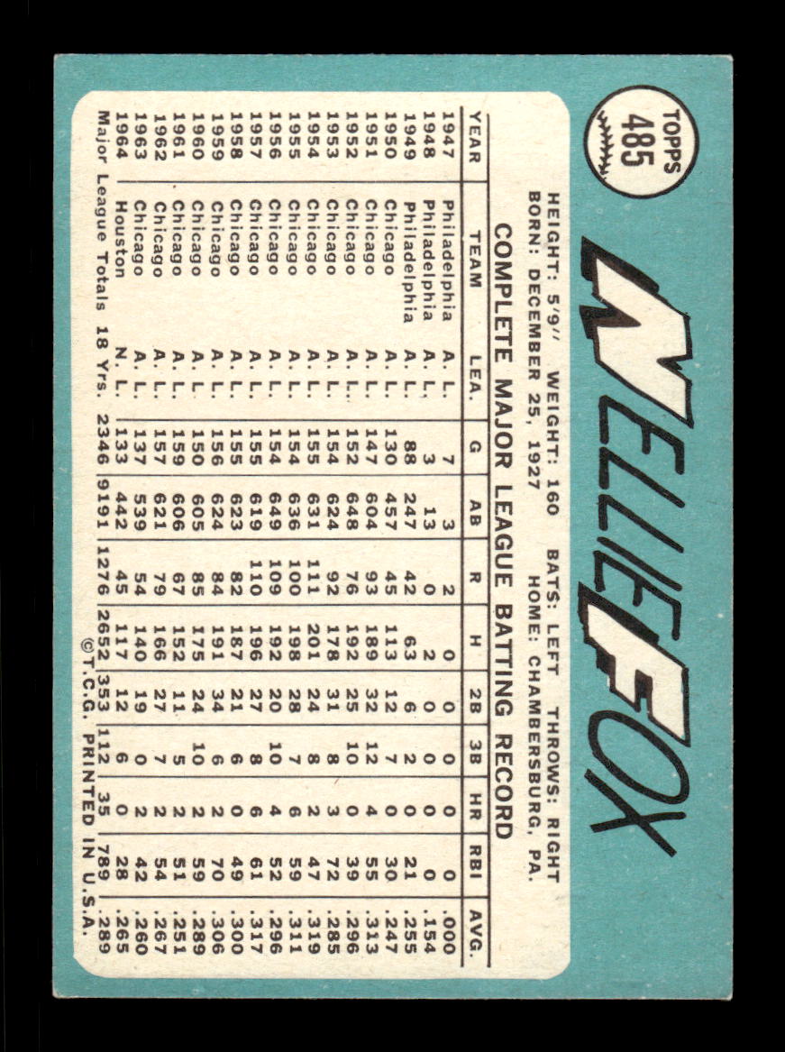 1965 Topps #485 Nellie Fox Houston Astros EXMT CS26015719