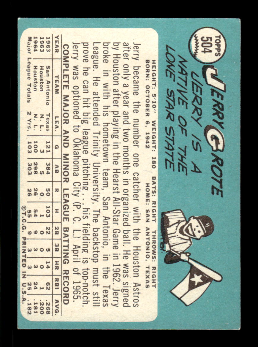 1965 Topps #504 Jerry Grote Houston Astros EXMT CS26015738