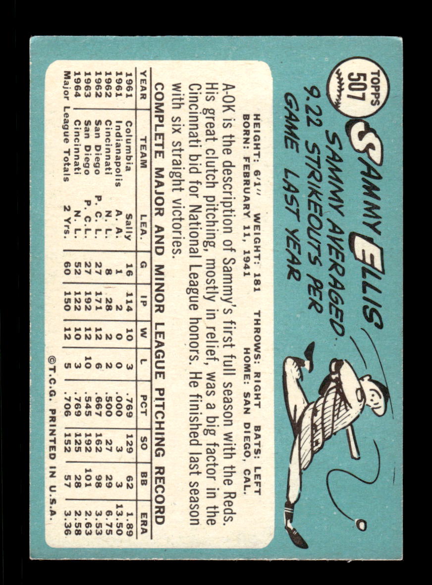 1965 Topps #507 Sammy Ellis Cincinnati Reds EXMT CS26015741