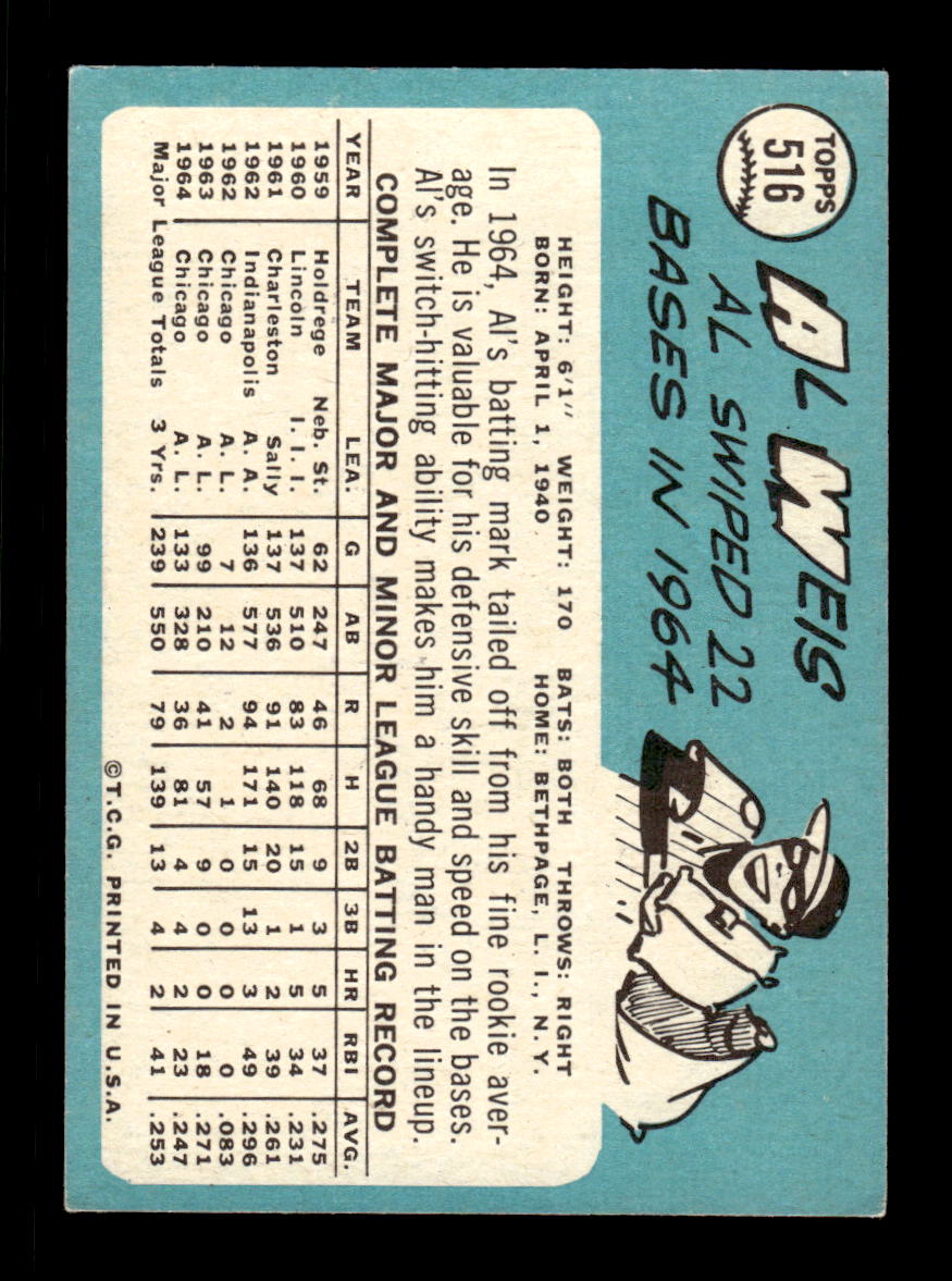 1965 Topps #516 Al Weis Chicago White Sox EXMT CS26015748
