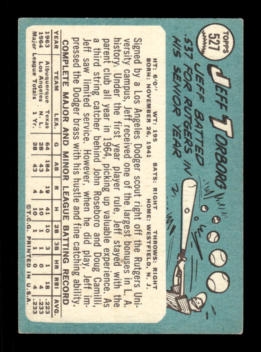 1965 Topps #527 Jeff Torborg Los Angeles Dodgers EXMT CS26015758