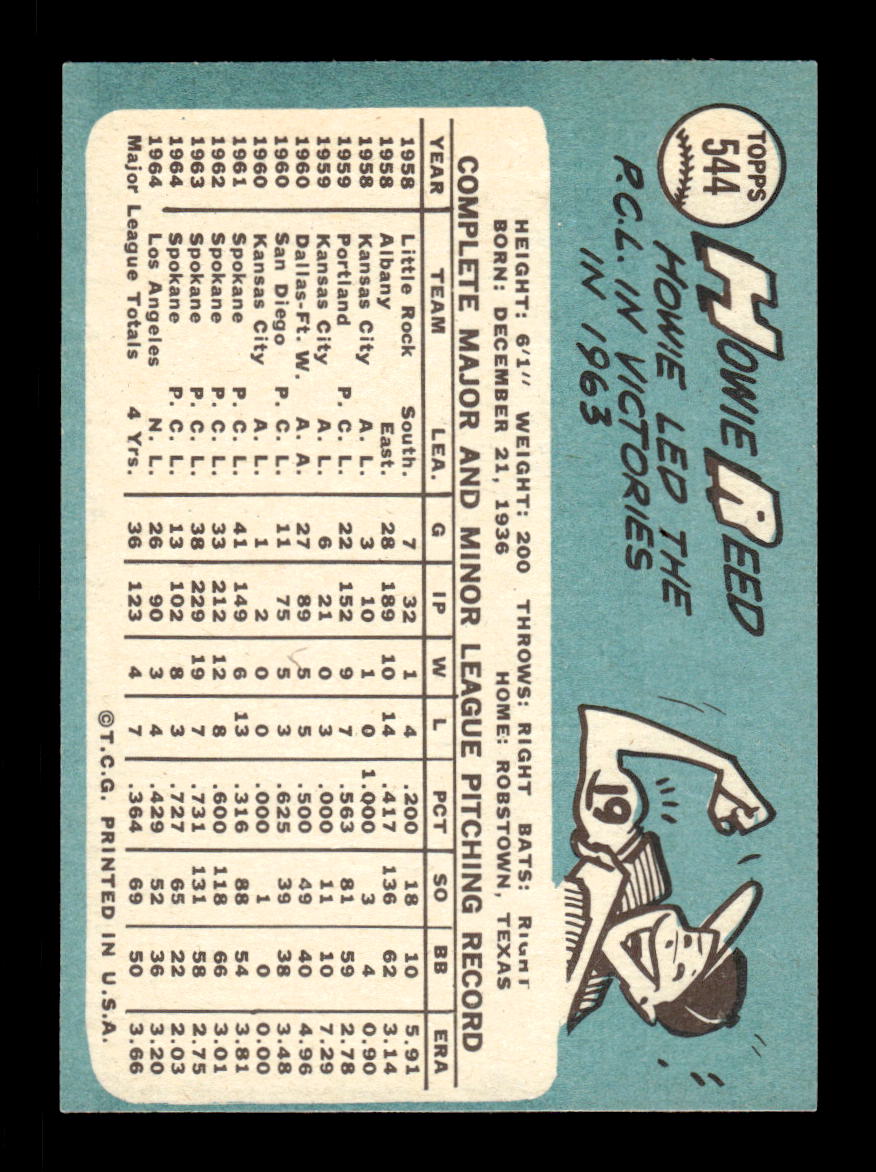 1965 Topps #544 Howie Reed Los Angeles Dodgers EXMT CS26015773