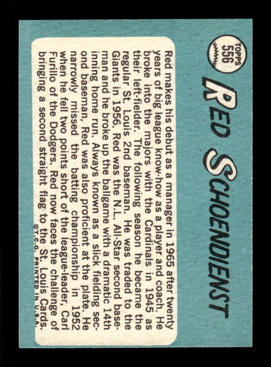 1965 Topps #556 Red Schoendienst St. Louis Cardinals EXMT CS26015784