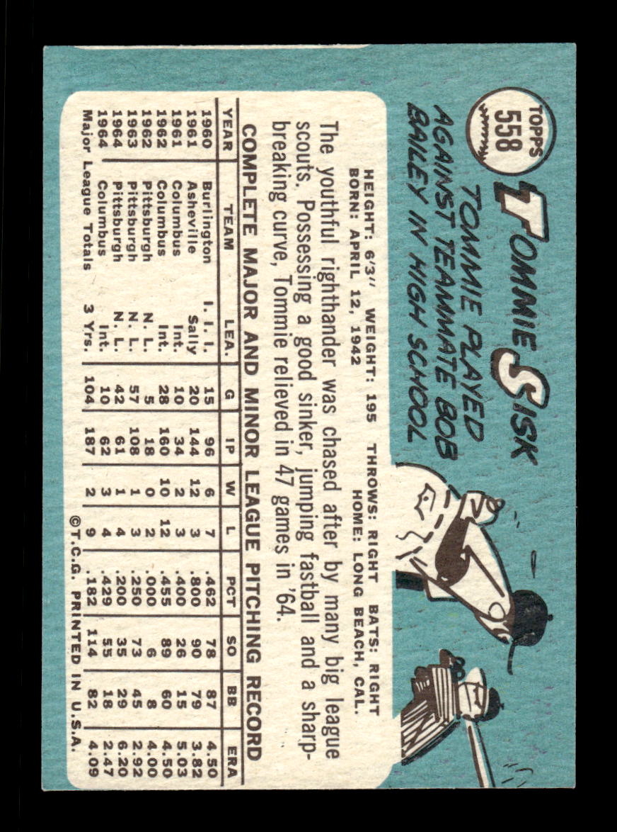 1965 Topps #558 Tommie Sisk Pittsburgh Pirates EXMT CS26015786