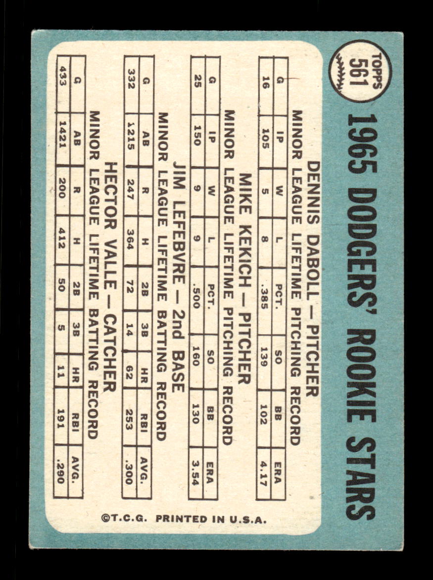 1965 Topps #561 1965 Rookie Stars LA Dodgers EXMT CS26015789