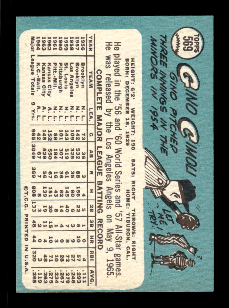 1965 Topps #569 Gino Cimoli Los Angeles Angels EXMT CS26015797