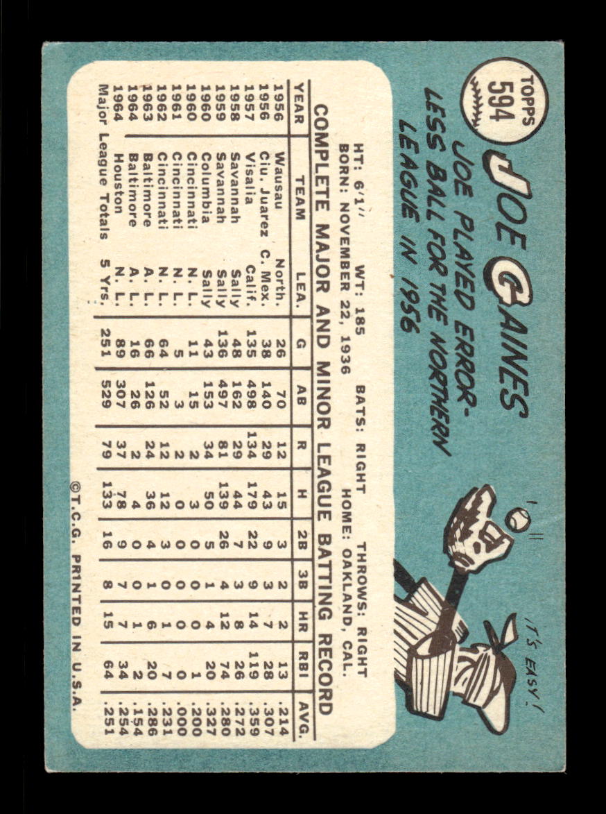 1965 Topps #594 Joe Gaines Houston Astros EXMT CS26015821