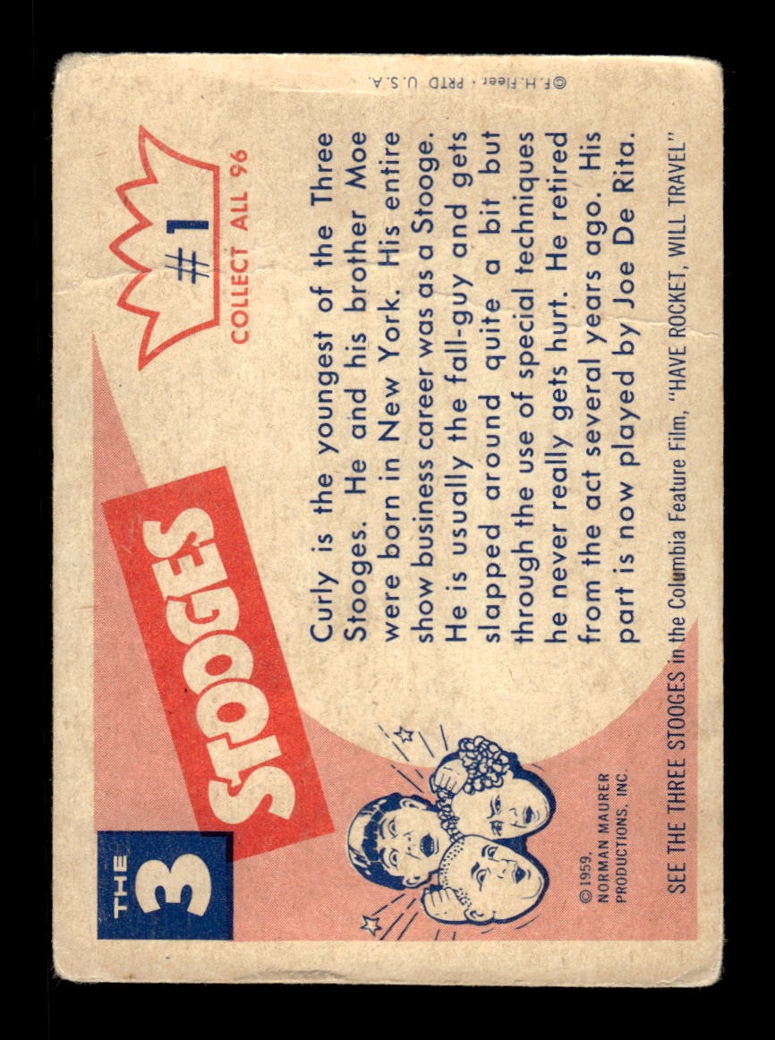 1959 Fleer The Three Stooges #1 Curly LOW GRADE CS26016347