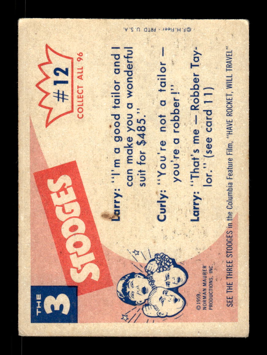 1959 Fleer The Three Stooges #12 Hold still - I'm a tailor! VG CS26016350