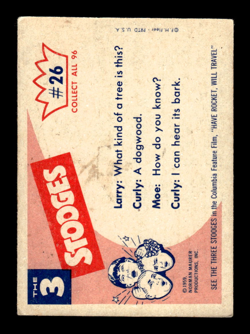 1959 Fleer The Three Stooges #26 The "Tree" Stooges VG CS26016354