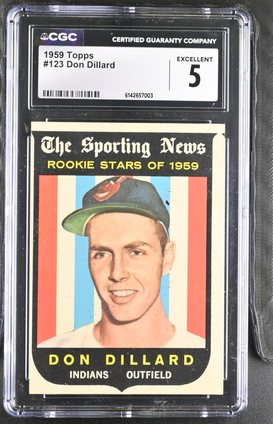 1959 Topps #123 Don Dillard CGC 5 SN 6142657003