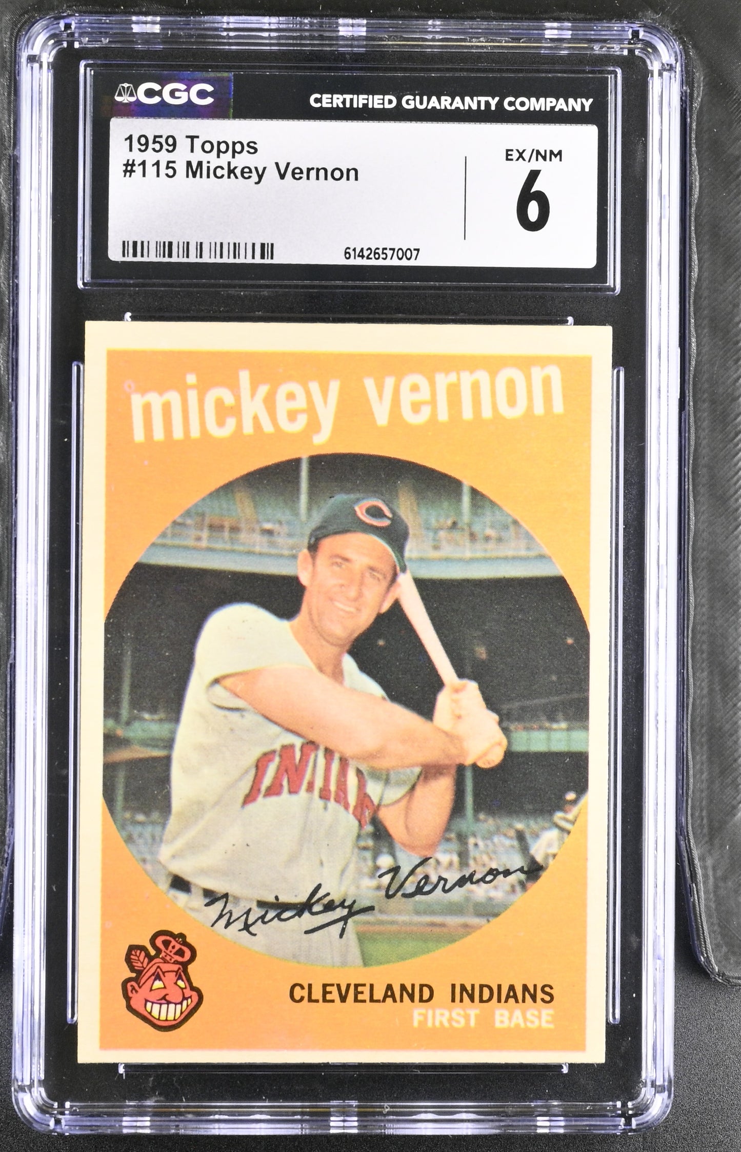 1959 Topps #115 Mickey Vernon CGC 6 SN 6142657007