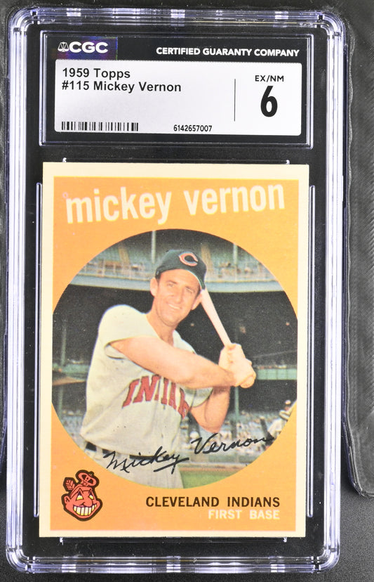 1959 Topps #115 Mickey Vernon CGC 6 SN 6142657007