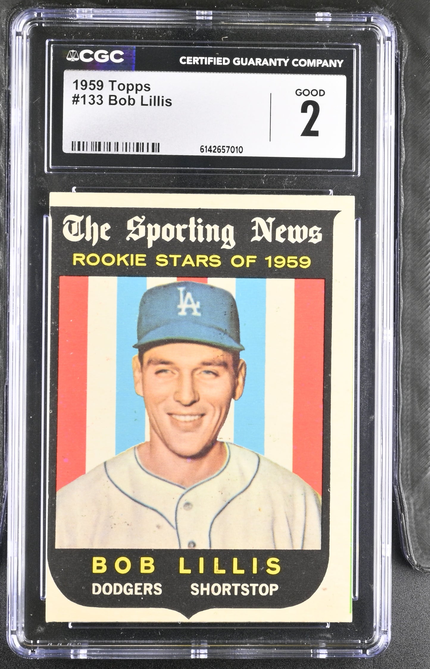 1959 Topps #133 Bob Lillis CGC 2 SN 6142657010