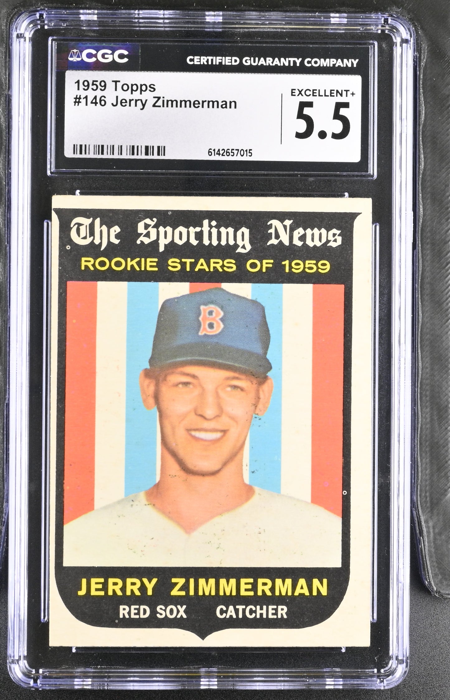 1959 Topps #146 Jerry Zimmerman CGC 5.5 SN 6142657015