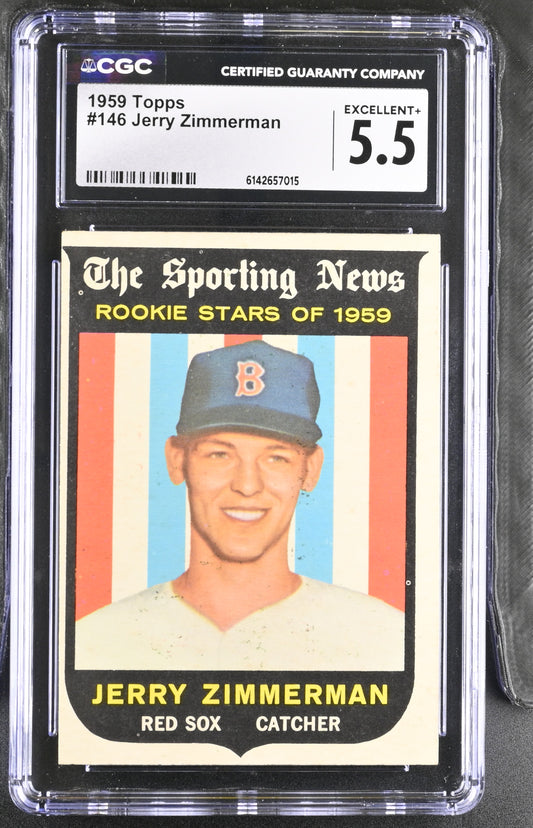 1959 Topps #146 Jerry Zimmerman CGC 5.5 SN 6142657015