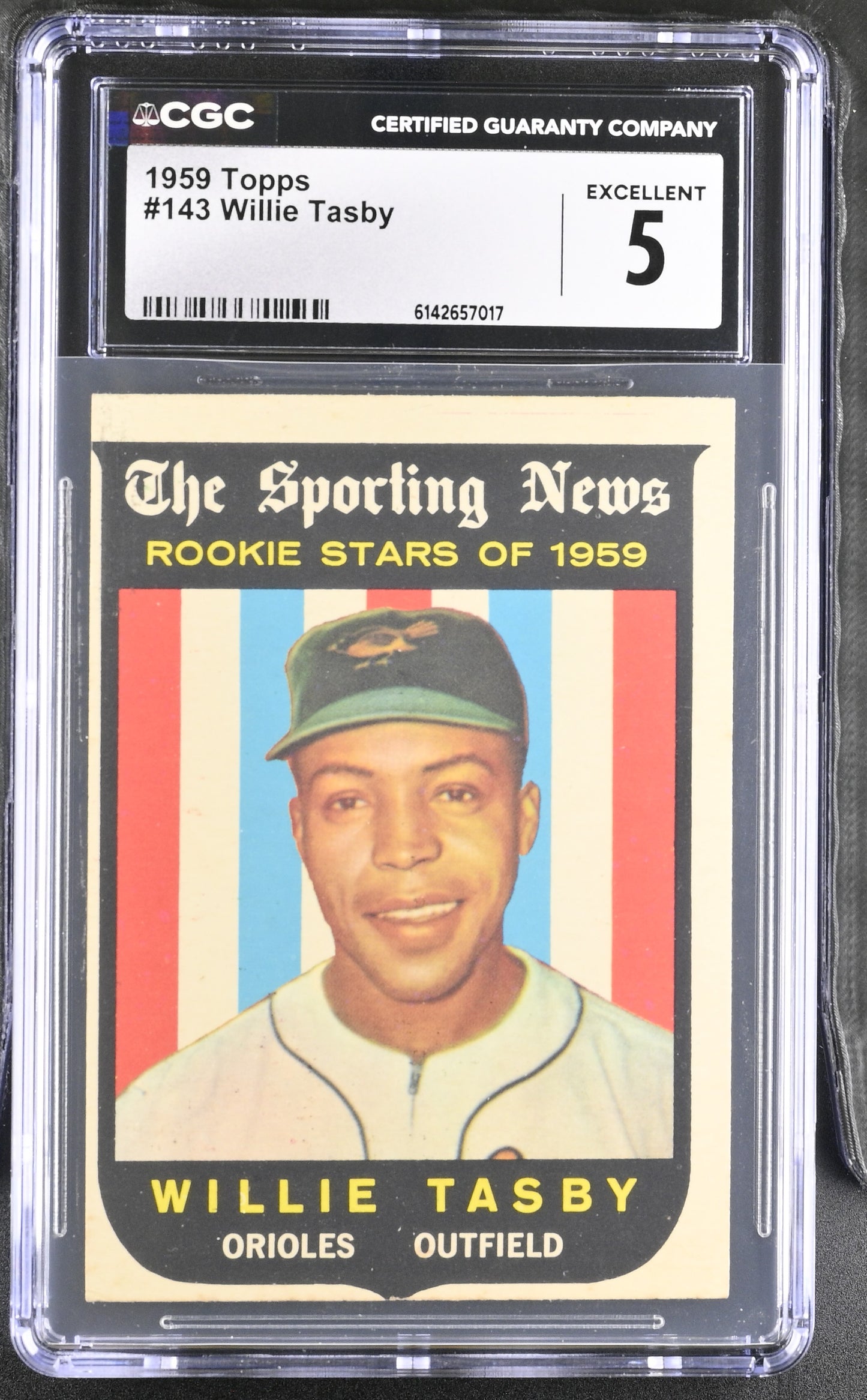 1959 Topps #143 Willie Tasby CGC 5 SN 6142657017