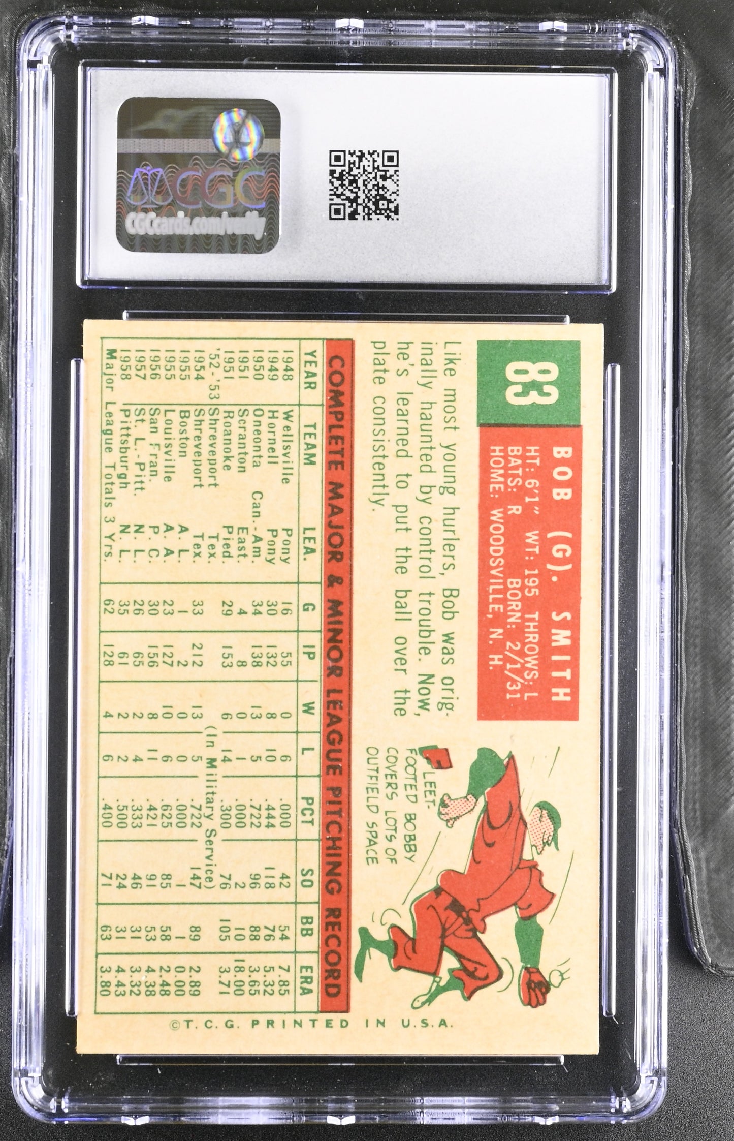 1959 Topps #83 Bob Smith CGC 5 SN 6142657027